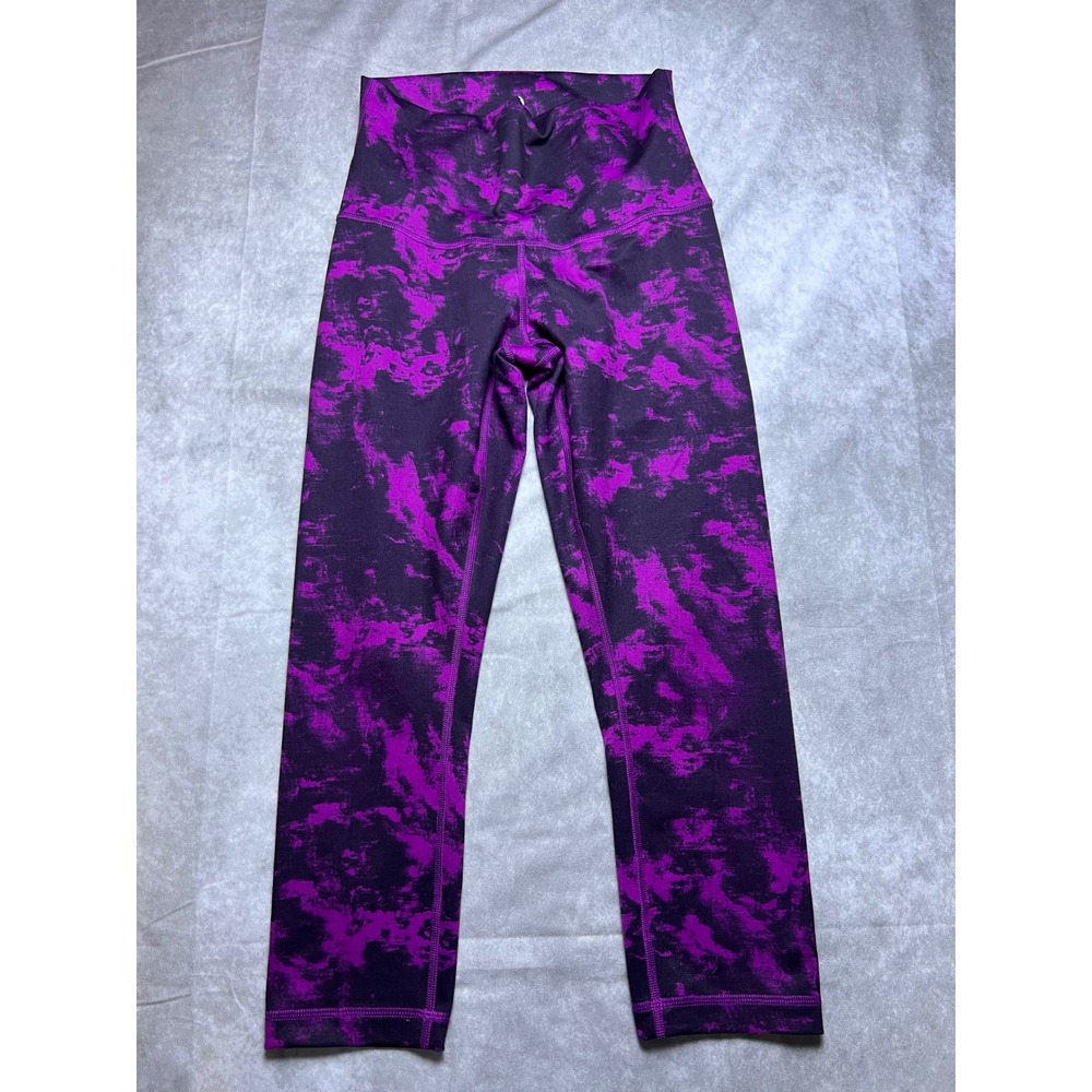 Lululemon Legging Women 4 Purple Black Abstract Tie Dye HighRise Crop 21" Inseam